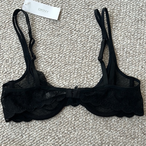 Brand New DKNY Sheer Underwire Lace Details Bra Black (34B) - NWT - Picture 4 of 9